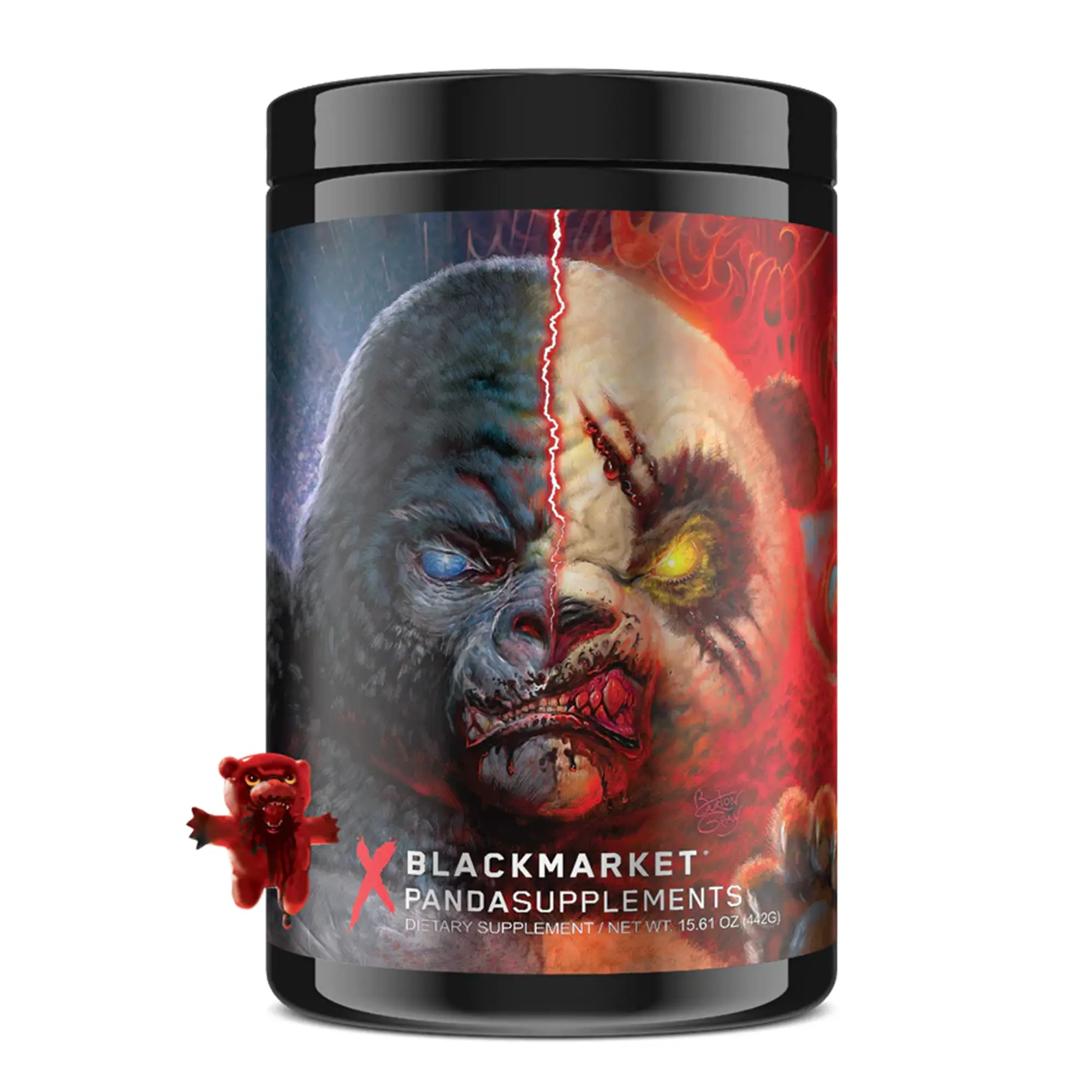 Panda Supps PANDA VS GORILLA Collaboration Pre-Workout - Panda's Blood Flavor (Red Gummy Bear) Energy Healthcare