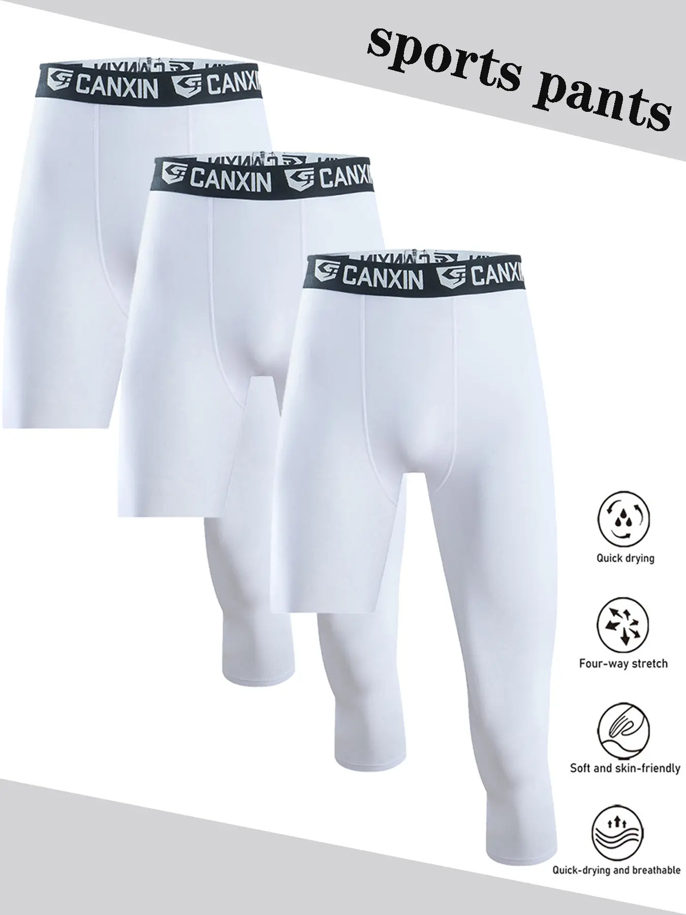 Men's Basketball Compression Shorts Set, Left Long Right Short Design, Breathable Elastic Quick-Dry Gym Training Pants