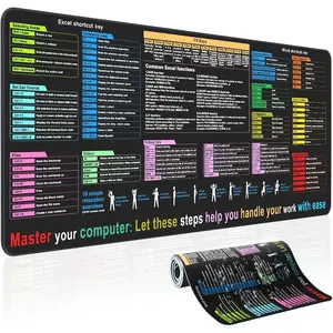 Excel Cheat Sheet Desk pad--Contains 12 Types of Common Skills in Excel and |Large XL Size(31.5 * 11.8 inch)|Desk mat for Keyboard and |Work?Study?Gaming  pad|?Anti-Slip