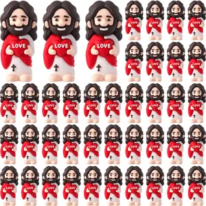 Valentine’s Day Gift 50 Pcs Mini Jesus Figures with Heart Love Little Jesus Figures Hide and Seek for Sunday School Craft Easter Egg Filling Stuffers Christian Party Baptism Gifts