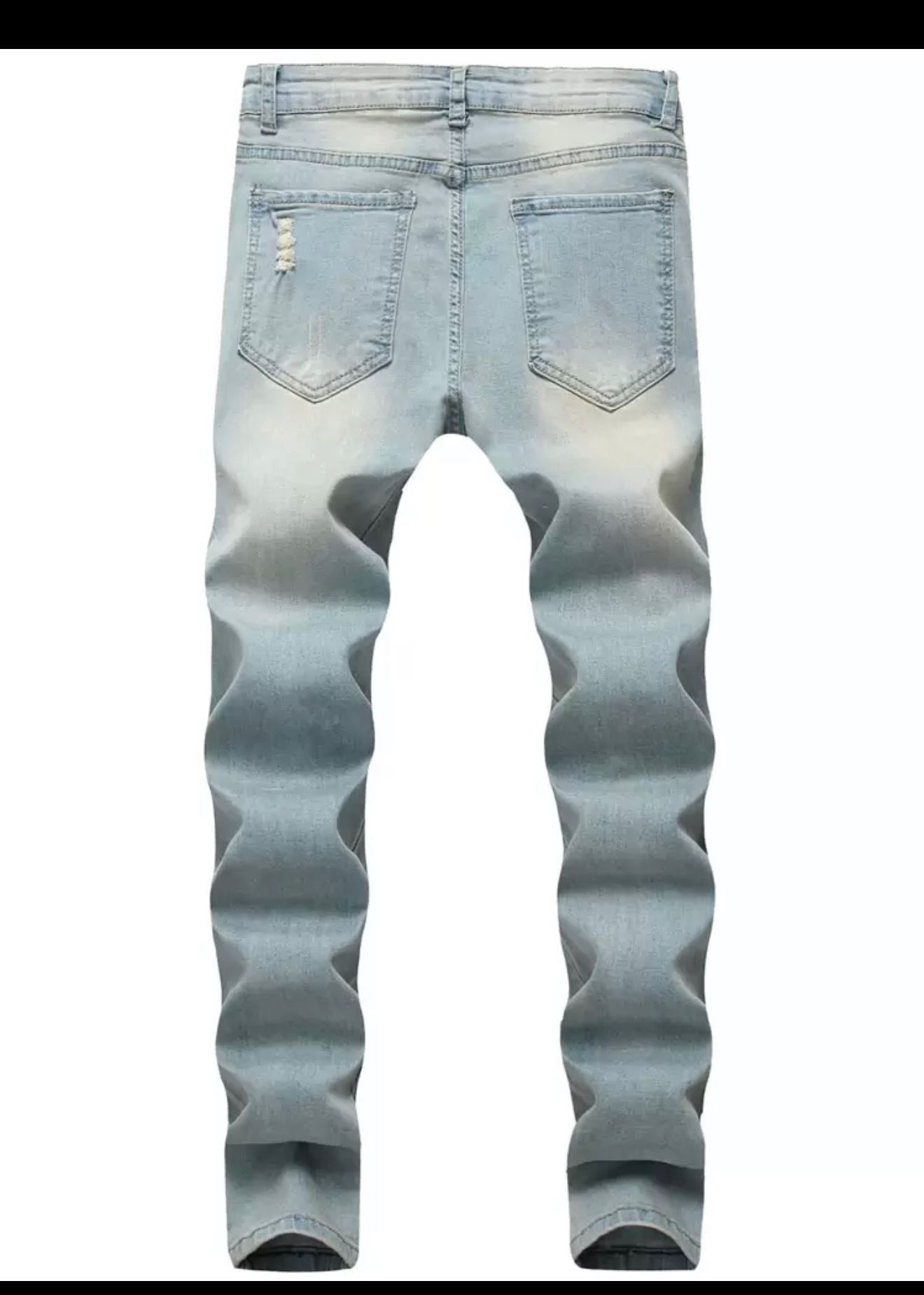 Manfinity LEGND Men Cotton Washed Ripped Skinny Jeans Plain Slim Fit Long Distressed