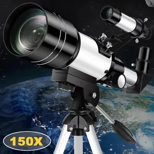 Astronomical Telescope, 150x Magnification Astronomical Telescope with Adjustable Tripod & Lightweight Phone Clip, Portable Refracting Telescope for Astronomy Enthusiasts