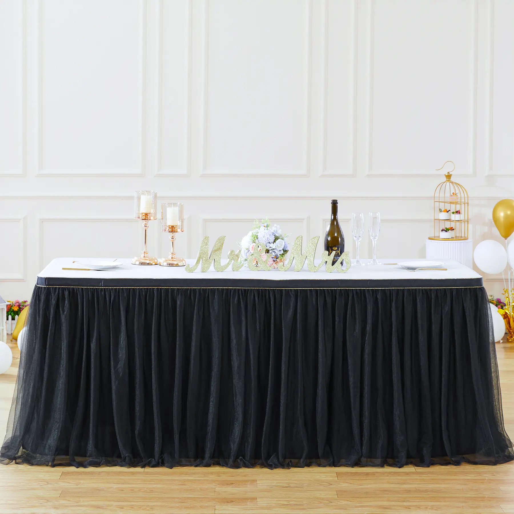 Only Covers Front of 6/9FT Table - Wrinkle-Free White Tulle Tutu Table Skirt, Ruffle Design for Rectangle/Round Tables, Ideal for Christmas Wedding Birthday,summerwins,Summer Sale,Mid Year Sale,Deals For You Day summerwins