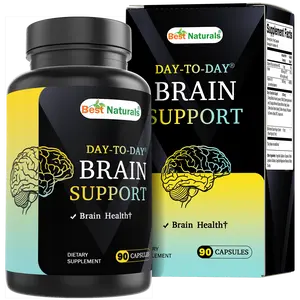 Best Naturals Day-to-Day Brain Support Supplement with Ginkgo Biloba, DMAE, Bacopa, Green Coffee, Phosphotidyl Serene, Alpha GPC, Huperzine A, Folate, B6, & B12 90 Veg Capsules