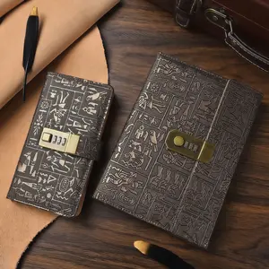 Metal Vintage Password Notebook, Lined Inner Pages, Thick Bound Cover, Ideal for Art Notes, Student Stationery, Office Supplies, Travel Diary Notebook
