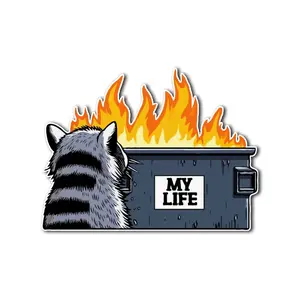 Funny Raccoon Sticker, Watching My Life Burn Meme Vinyl Decal, Laptop Car Hydroflask, Sarcastic Humor Gift