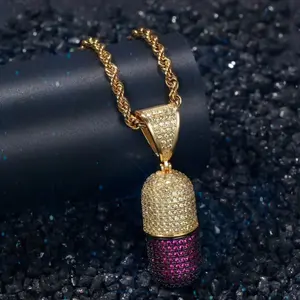 THE BLING KING Fashion Openable Mix Colorful Bottle Shape Necklace Pendant Full Iced Cubic Zirconia Mens Hiphop Jewelry Gifts