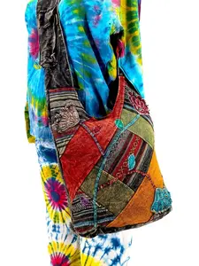 Unique Design Cotton Patch Boho crossbody Baba bag Hippie Bag Festival Bag Travel Bag 100% Cotton,100 VEGAN, FAIR TRADE, Handmade with Love
