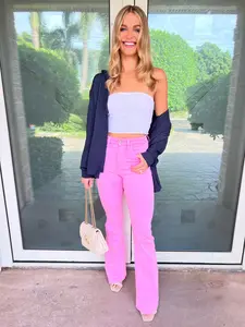 Kancan Pink Modal High Rise Bootcut Jeans