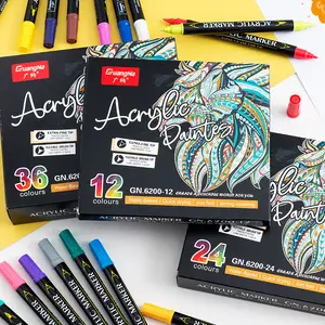 Guangna 24/36/48/60/84 color double head acrylic marker upgraded soft brush stackable color water-based odorless body painting Acrylic Paint Pen