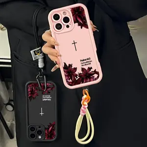 Elegant Burgundy Lily Bible Quote Phone Case for iPhone Samsung 17Pro Max Air 16 15Plus 14 13 12 11 XR XS Psalms 46:5 Christian Bible Verse Religious Birthday Gift For Her 952