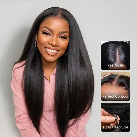 Nadula Upgraded EasiContour Yaki Straight V Part Human Hair Wig Natural Looking Beginner Friendly Glueless Wig Summervibes TikTokShopStockUp