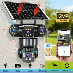 kepeak-Triple Lens Solar Powered 4G Camera, 3-Channel Simultaneous Monitoring Outdoor Surveillance Cam with PTZ Control, No WiFi Needed, 8000mAh Battery, Weatherproof