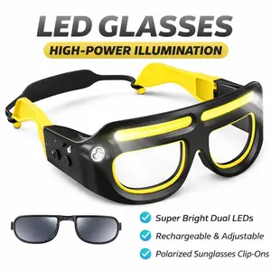Gesture Control LED Safety Goggles - Safety Glasses, Rechargeable USB-C Headlamp, 5 Modes, Hands-Free Lighting for Sports, Work – Perfect for Night Running & DIY