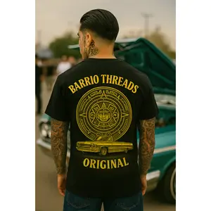 Barrio Threads “Original” Aztec Lowrider Tee — Gold Edition