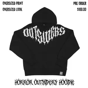 Old World Outsiders Halloween Horror Collection Outsiders Hoodie Cotton Long Sleeves Spooky Street Style Menswear Baggy Oversized