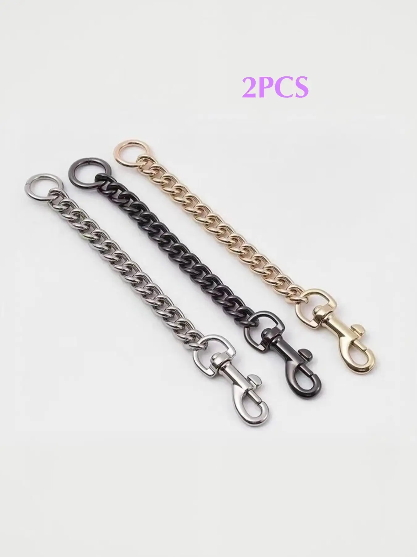 2pcs Ladies' handbag shoulder strap extension chain, Purse extender chain, replacement chain strap, Metal wallet chain strap extension accessory pendant, All Seasons, extended crossbody bag shoulder strap, Bag decorative chain