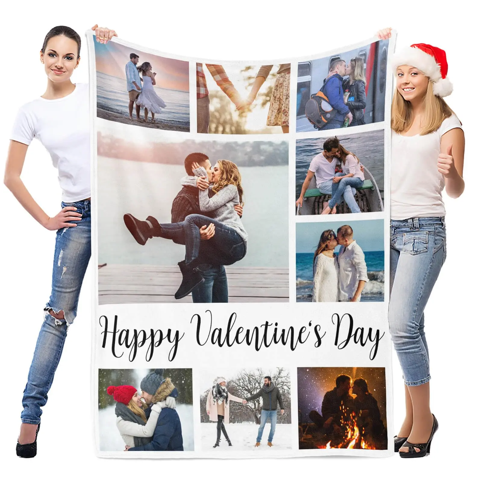 Custom Photo Blanket - Valentine's Day Personalized Gift for Grandparents, Wrinkle-Resistant, HD Resolution, Foldable, Lightweight Bedding Throw, Multi-Size (152Cm×127Cm（50X60in）, 101Cm×76Cm（30X40in）)