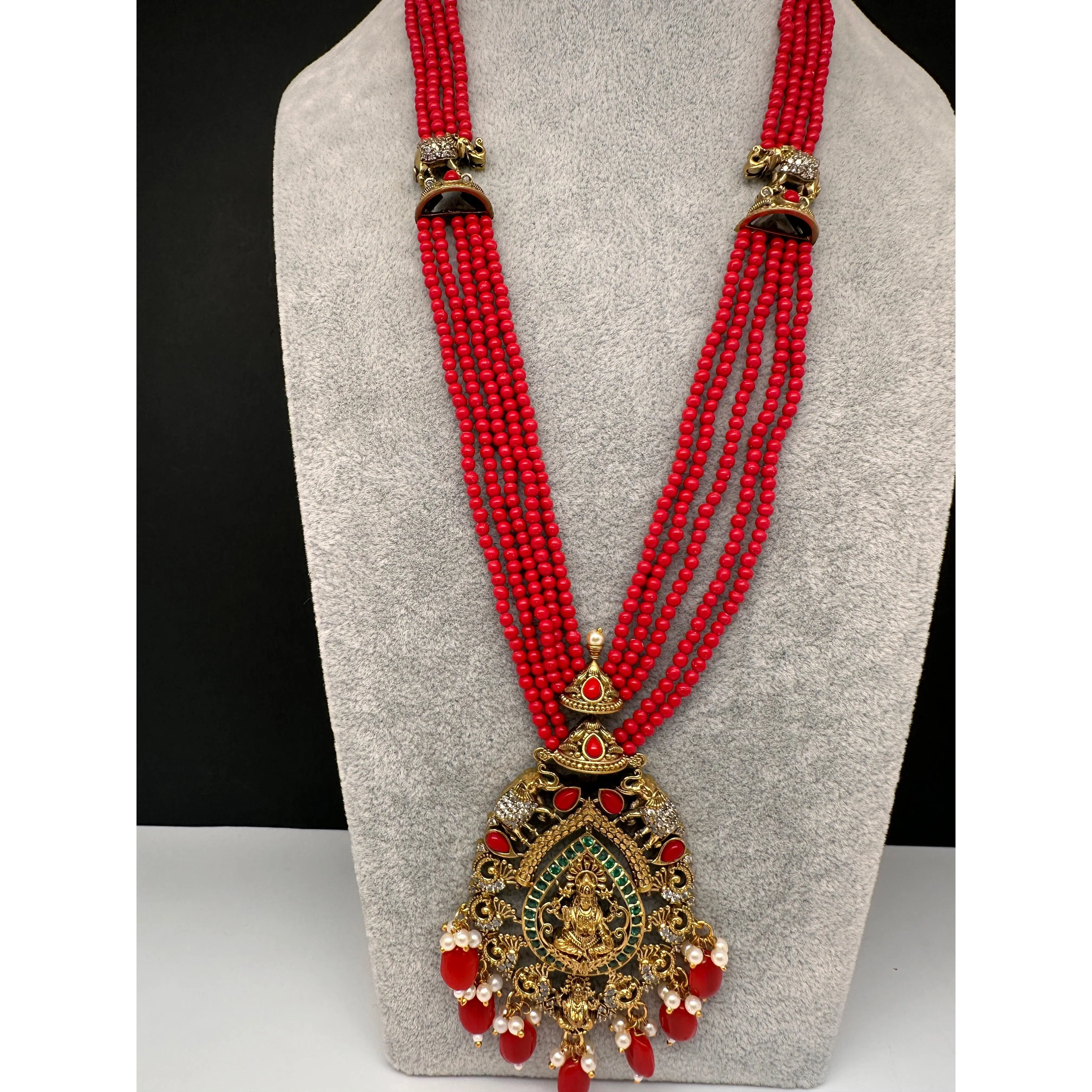 Geru Finish Goddess Lakshmi Color Stone Necklace