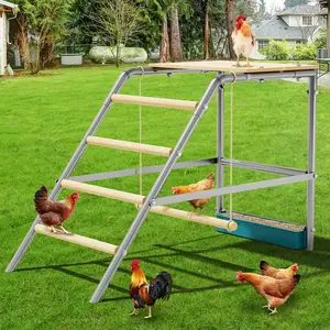 [FLASH SALE]  Garvee Chicken Perch with Swing, Sturdy Chicken Roosting Bars with Food Box for Backyard Farm, Chicken Perch for Coop, 37.4"L x 18.9"W x 28"H