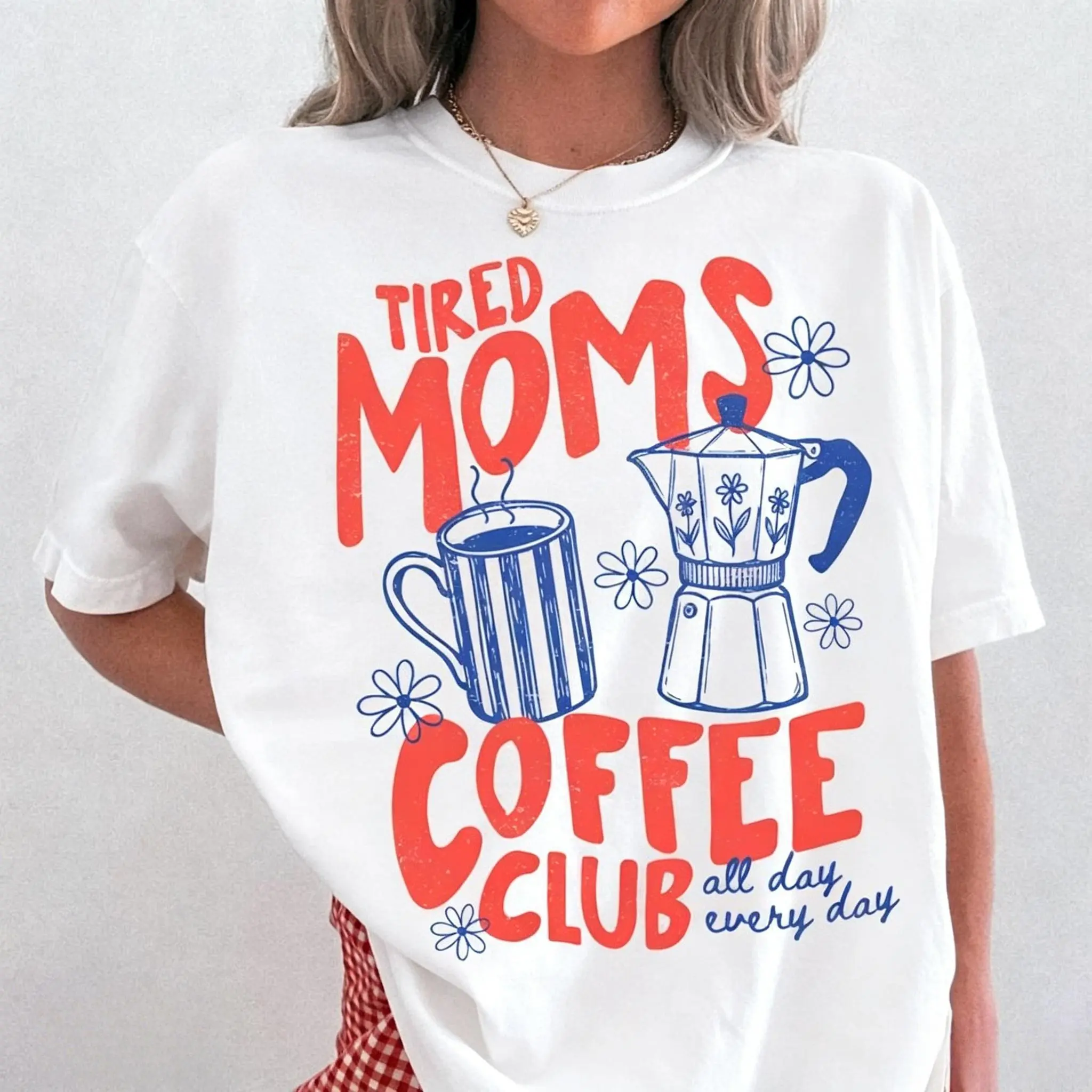 Tired Moms Coffee Club Shirt, Mom Life T-shirt, Coffee Lover Gift, Caffeinated Mama Tee, Iced Coffee Lover