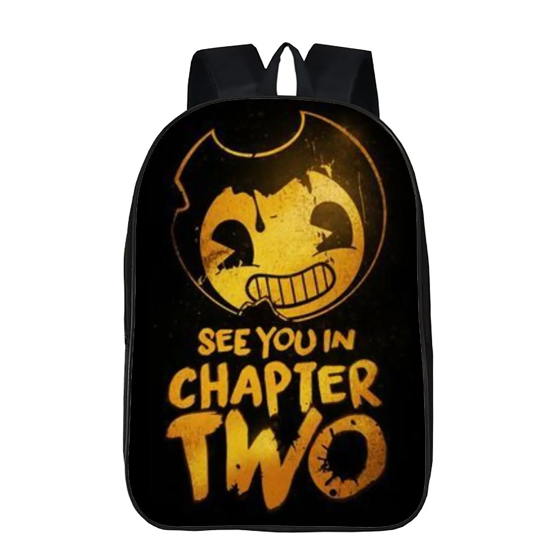 Bendy And The Ink Machine Chapter Two Vintage Ink Print Backpack, Kids Horror Game Oxford School Backpack