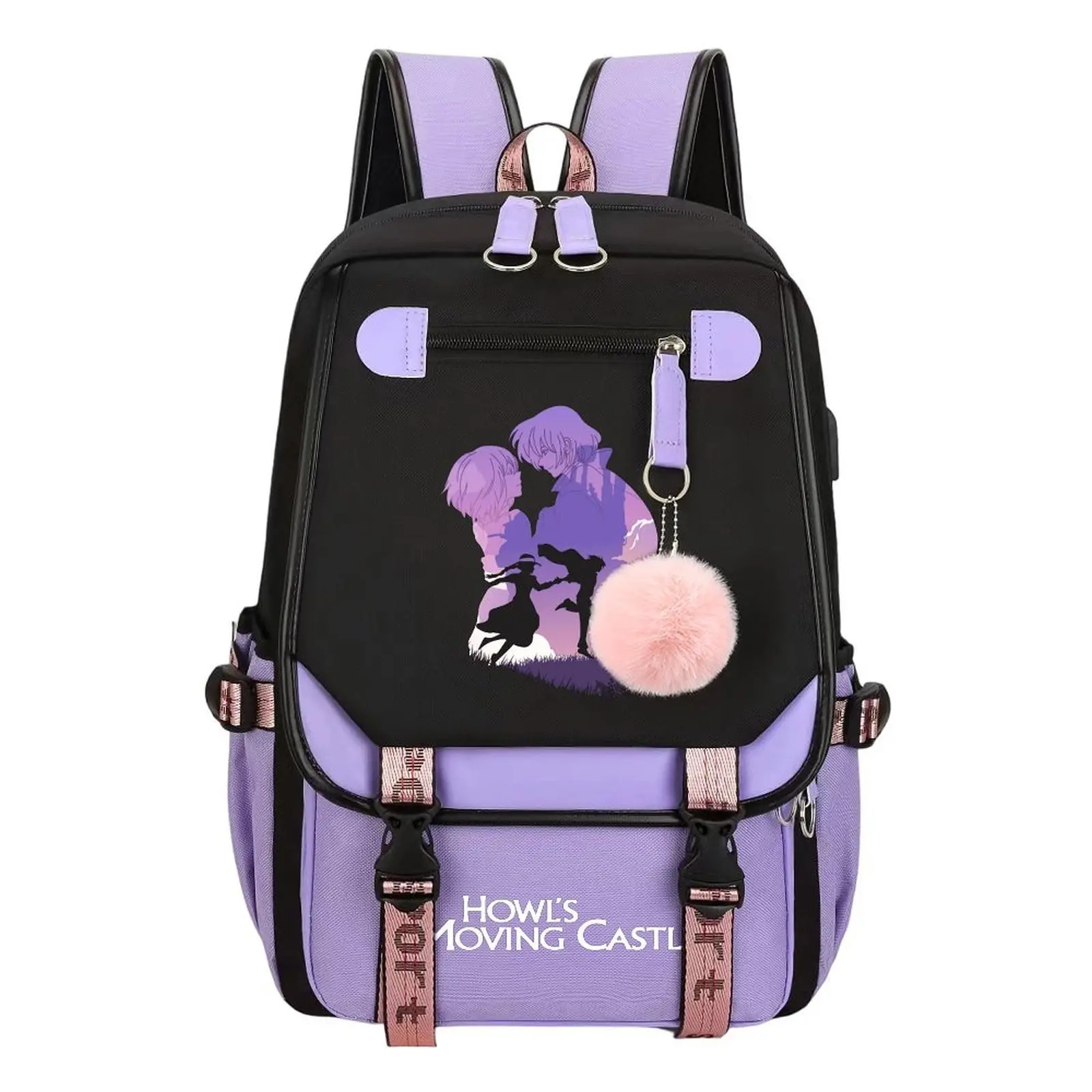 Unisex Howl's Moving Castle Character Print Laptop Backpack, Chic Cotton Linen Casual Bag with Zipper Closure, Compact Yet Practical Size, Adjustable Strap, Multi-Compartment, Laptop Slot for Children, Holiday Birthday Gift
