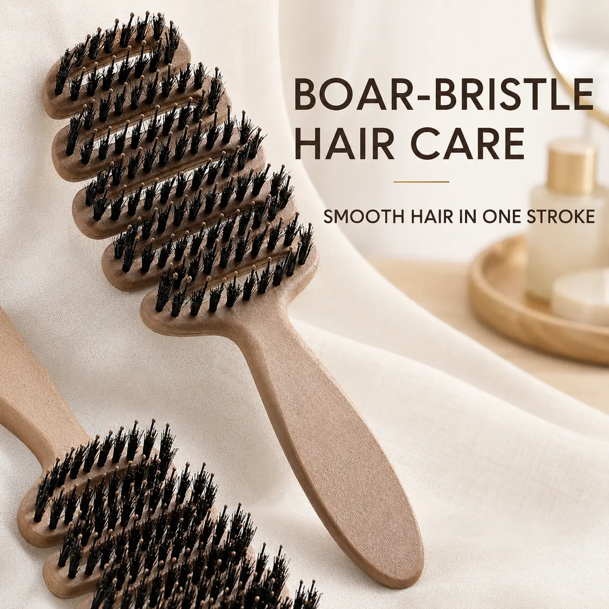 Vented Volumizing Hair Brush with Boar Bristles & Nylon Pins, Curved Detangling Blow-Dry Brush for Fine, Flat and Thin Hair, Smoothing Scalp Massage Styling Brush for Women & Men, Wet or Dry Hair