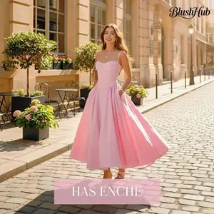 2026 beautiful women's clothing, new spring models, French retro court style solid color suspender dress