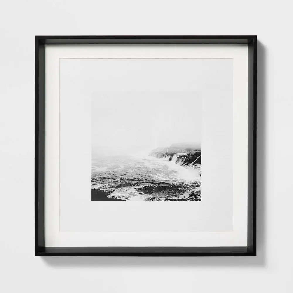 20" x 20" Foggy Shore Framed Wall Art - Threshold designed with Studio McGee: Modern MDF & Glass Sawtooth Back Polystyrene Frame