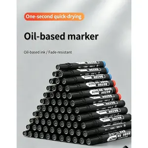 Black Permanent Marker Waterproof Quick-Dry Oil-Based Heavy Duty Thick Tip Marking Pen for Office Industrial Home Use