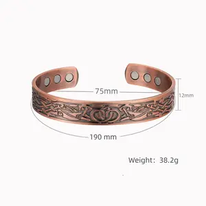 Viking Totem Pure Copper Magnetic Bracelet Celtic Pattern 75mm x 12mm Opening Design Health Therapy Retro Style New Choice