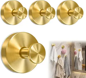 4 Pack Gold Suction Cup Hooks for Shower & Bathroom Heavy Duty Metal Towel Hooks for Glass Door Window Wall Mirror Easy Install Removable Design