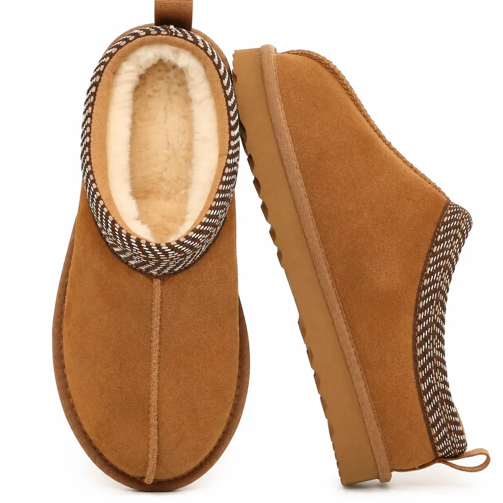 Eyriphy Genuine Suede Slippers for Women Fuzzy Memory Foam House Shoes Winter Warm Mini Boots Girl Walking Shoes Footwear Indoor and Outdoor,Comfy Slip On,Gifts For Women,back to school