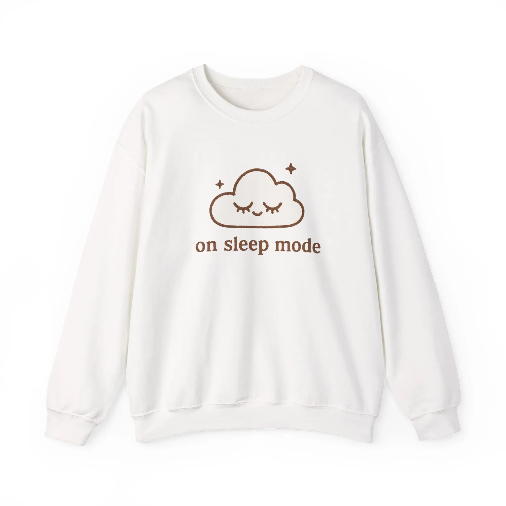 “On Sleep Mode” Cloud Sweatshirt • Cozy Embroidery Style • Aesthetic Cute Cloud Hoodie • Soft Girl Gift