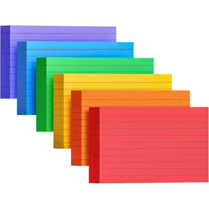 Colored Index Cards 3x5 Inches, 300 Count Neon Flash Cards with Ruled Lines, 6 Colors Portable Note Cards for School Study, College Office Home Organization, Durable To Do List Flashcards