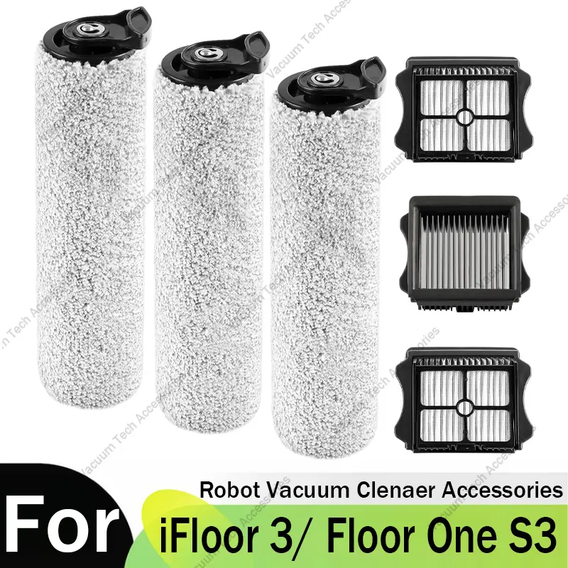For Tineco iFloor 3 Replacement Brush Rollers and HEPA Filter Accessories Kits Compatible with Tineco iFloor 3 and Floor One S3 Cordless Wet & Dry Vacuum Cleaner Replacement Parts Home Cleaning Tool Residue