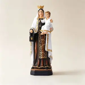 1pc12in Resin Virgin Del Carmen Our Lady of Mount Carmel Statue, Religious Catholic Decor, Ideal for Christmas, Mother'S Day, and Universal Religious Holidays, No Electricity or Battery Needed