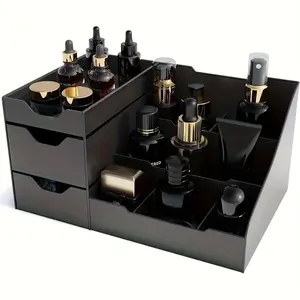 A Beauty Storage Box with a Polished Surface - a Vanity Organizer with Drawers, Makeup Cosmetic Organizer, Cosmetic Storage Holder, Suitable for Storing Perfumes, Deodorants, Beard Care Products, Shaving Cream, Fragrances, And Skincare Items.