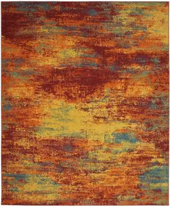 HomeRoots Modern 5x7 ft. Flame Abstract Print Weatherproof Indoor/Outdoor Rectangle Abstract Area Rug for Patio, Pool, Abstract Area Rugs