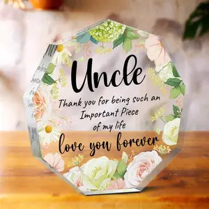 Irregular Shaped Acrylic Plaque, Creative Flower Pattern Gift for Uncle, Home Decoration Ornament, Birthday Gift for Uncle, Thanks Giving Gift