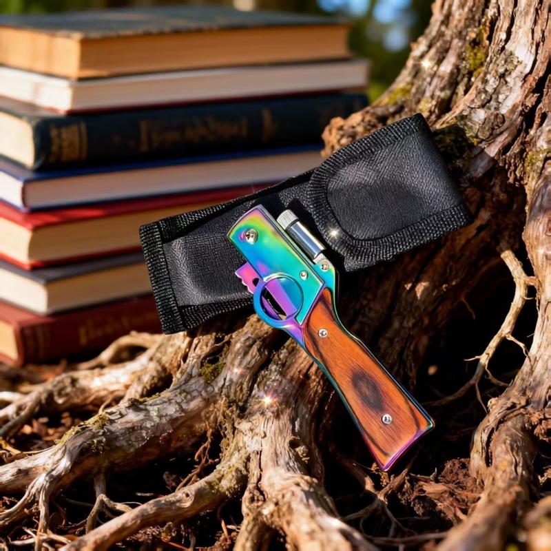 Multi-functional folding knife, quick flip, rotating to turn on the light, safety lock, folding design, suitable for wilderness survival, camping, exploration, hunting, and as a gift for friends and family