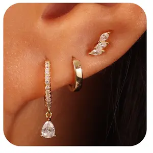 Dearmay 3 Pairs Hoop Earrings Set: Dainty Stud Earrings Trendy Small Outfit  Hypoallergenic Dangle Cartilage Huggie Hoop Earrings for Women Jewelry for Women Gifts