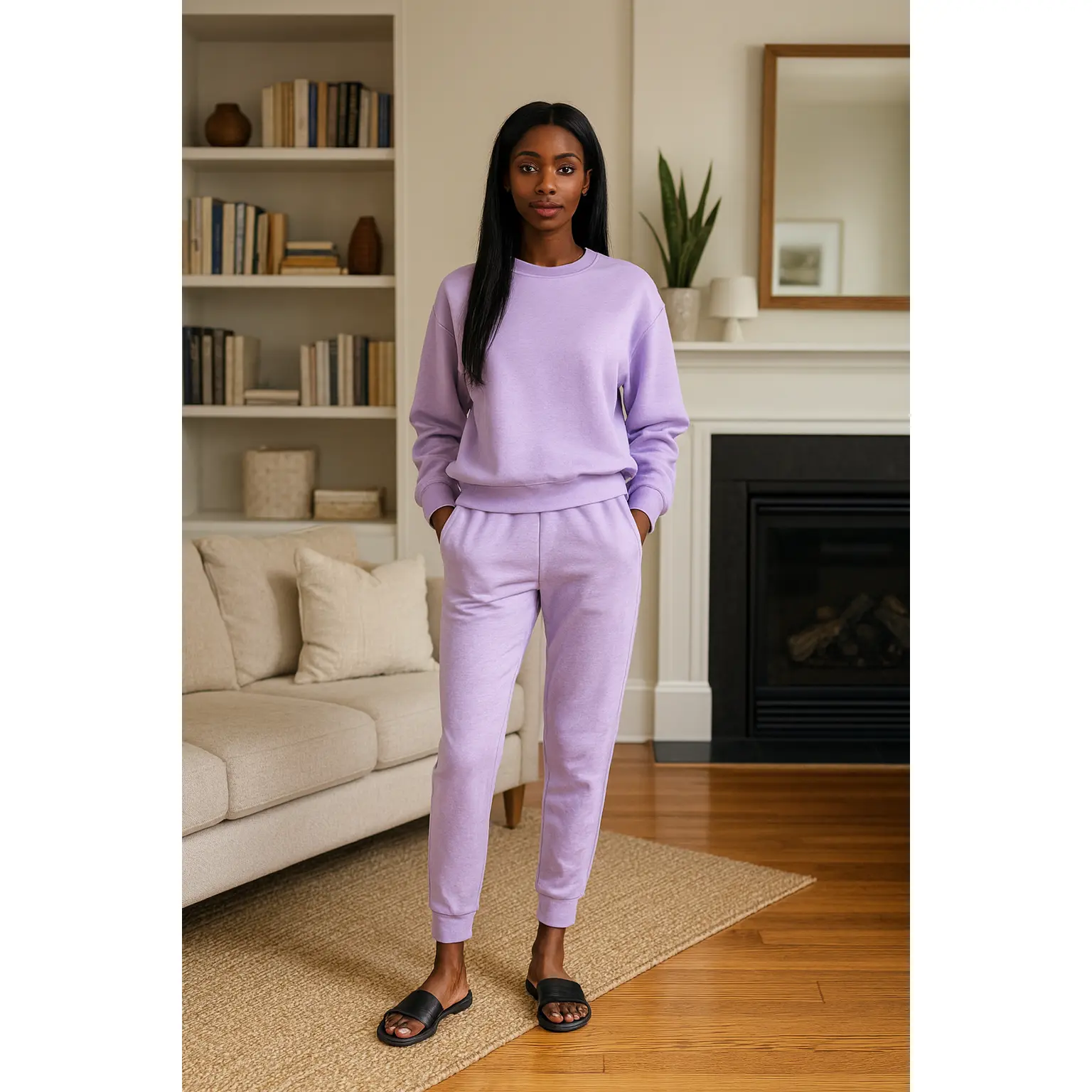 Zenana Scuba Mock Neck Sweatshirt and Joggers Set