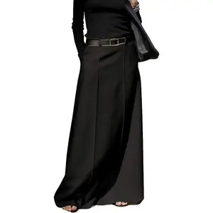 Women's Long Skirt Elegant High Waist H Line Long Straight Skirts for Women Casual Floor Pencil Skirt with Pockets