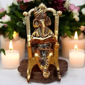 Chair Ganesha Idol – Seated Ganpati for Home & Office | Handcrafted Indian  – Vanika Creations