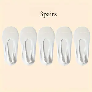 3/ 5 pair of summer Women's solid color letter mesh breathable low-top invisible non-slip silicone boat socks - the perfect gift for family and friends