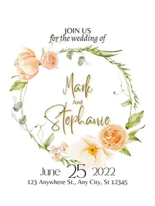 Peach Rose Acrylic or Paper  Wedding Invitation