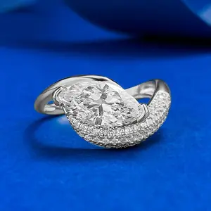 S925 Sterling Silver Marquise Ring 6*12mm 6A Cubic Zirconia Ring fashion jewelry accessory woman girl promise ring-287