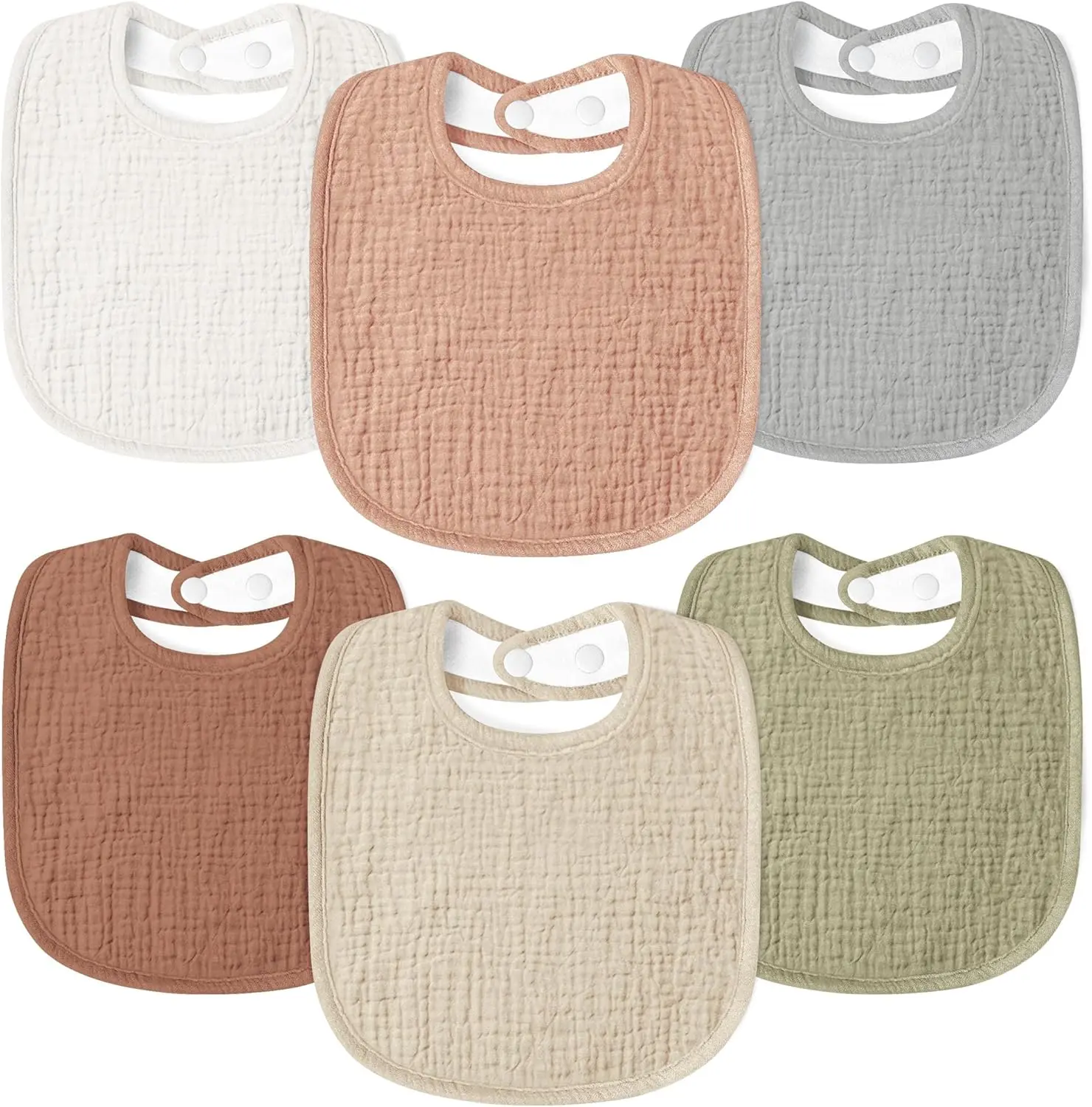 Muslin Baby Drool Bibs 6Pack Soft Square Adjustable Baby Bandana Bibs for Unisex Girls & Boys